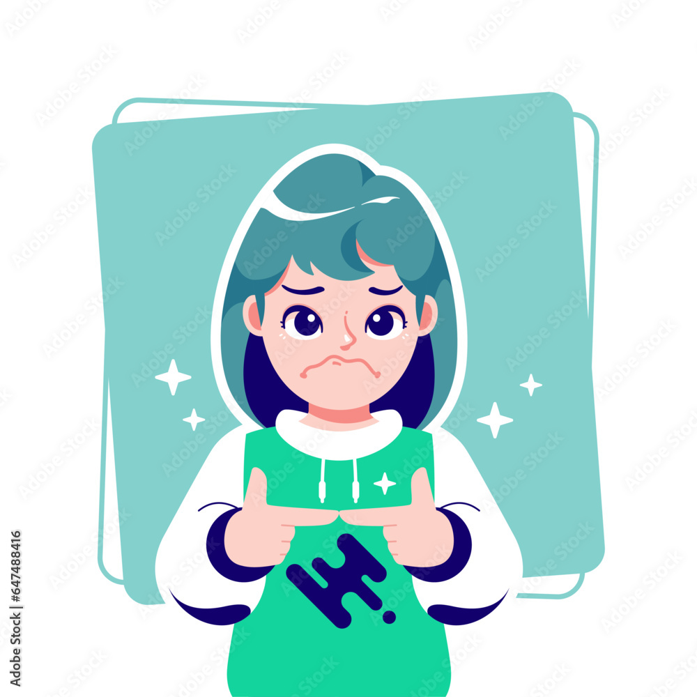 sad gesture cute girl cartoon avatar character sad gesture cute girl cartoon avatar character