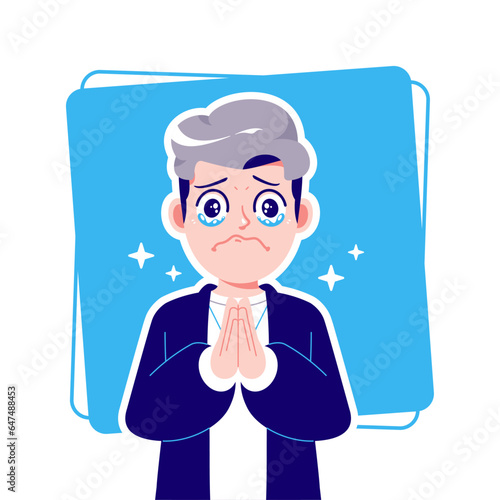 apologize and forgive gesture boy cartoon avatar character