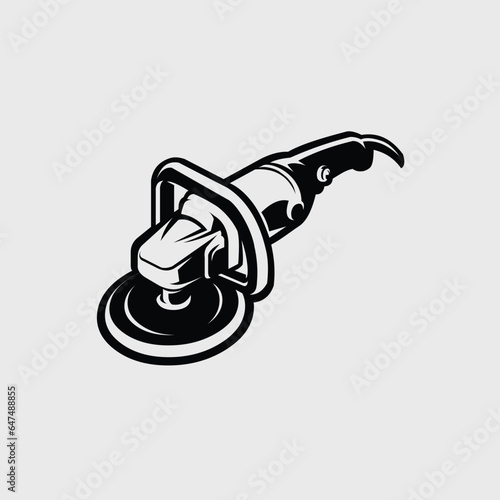 Car polishing machine vector isolated. Car detailing machine monochrome silhouette black and white color