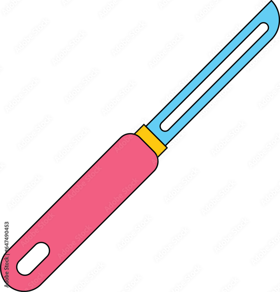 fruit peeler hand tool line color illustration fruit peeler hand tool line color illustration