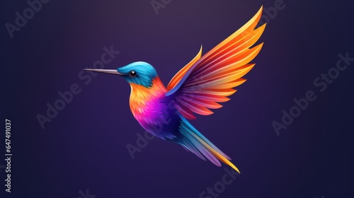 Colorful unique hummingbirds logo design template