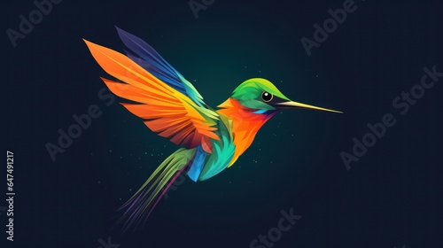 Colorful unique hummingbirds logo design template © Beny