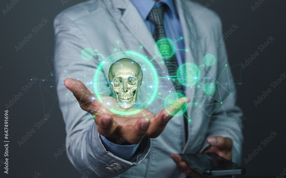 ChatGPT Chat with AI, Artificial Intelligence. man using technology smart robot AI, artificial intelligence by enter command prompt for generates something, Futuristic technology transformation.