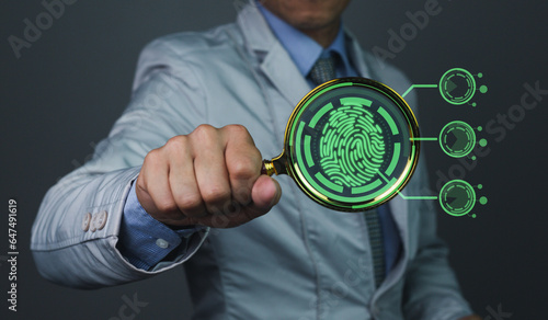Obraz na płótnie close up magnifier glass with search on a book, concept of finding or searching for idea, search for information, find out, Find the answer. w salonie