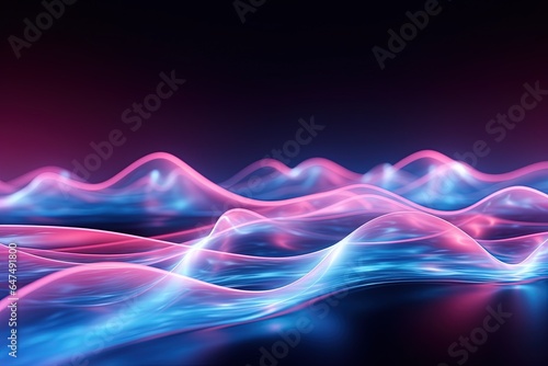 abstract futuristic background with pink blue glowing neon moving high speed wave lines and bokeh lights. Data transfer concept Fantastic wallpaper © AKKA