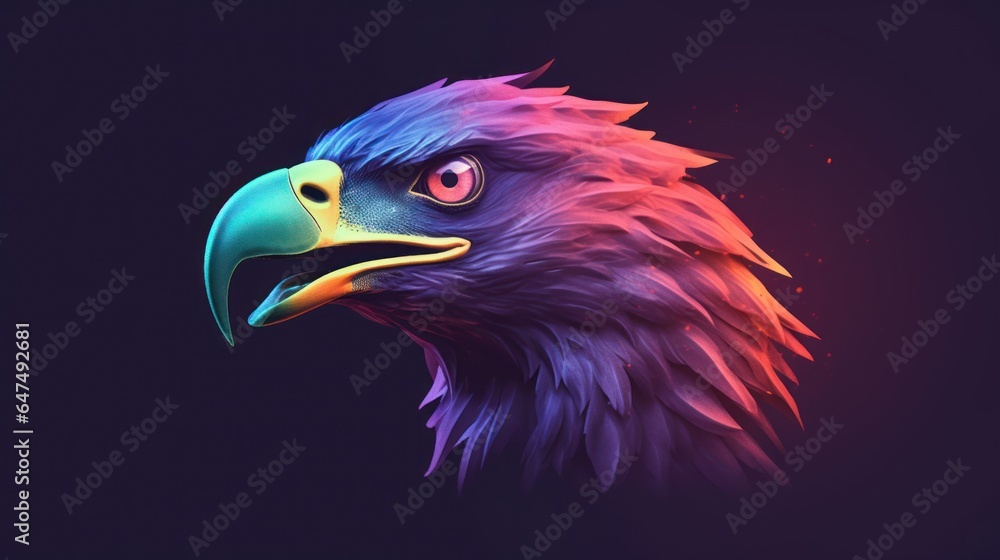 eagle head portrait from multicolored paints. Splash of watercolor, realistic. Vector illustration