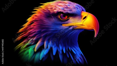eagle head portrait from multicolored paints. Splash of watercolor, realistic. Vector illustration © Beny