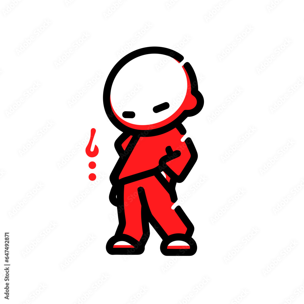 Cool-down vector icon in minimalistic, black and red line work, japan web