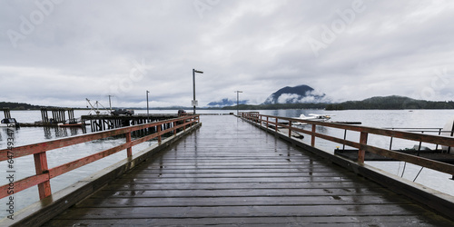 Wallpaper Mural Wooden Pier Leading To Docks In The Harbour; Tofino, British Columbia, Canada Torontodigital.ca