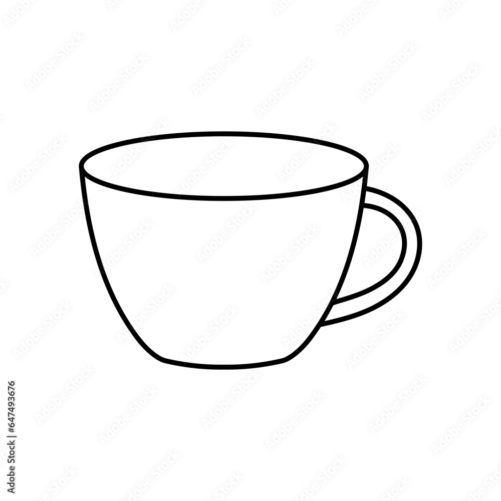 Cup of coffee. Cup of tea. Hot drink. Isolated editable outline icon. Pictogram black on white background. Lined symbol. Cup of coffee. Cup of tea. Hot drink. Isolated editable outline icon. Pictogram black on white background. Lined symbol.