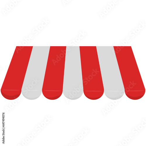 red and whit umbrella store for shopping building elements, isolated in white background, vector illustrations 