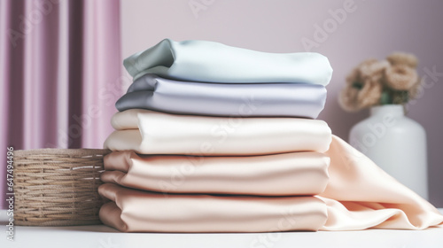 A stack of silk pastel linens