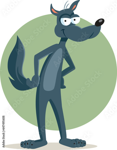 Funny Wolf Character from Fairy tales Vector Mascot Design. Big bad evil villain from kids stories 
