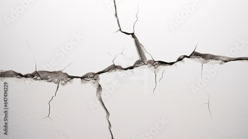 White wall with a crack in it, cracked wall background texture, Generative AI