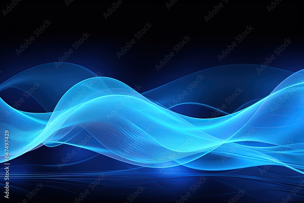 Dark abstract neon background, bright blue waves Dark abstract neon background, bright blue waves