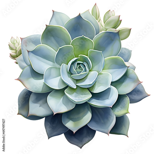 Succulent flower watercolor isolated on white background. Summer green botanical floral decoration elements for wedding anniversary, birthday, invitations ahd postcards. Bright colours photo