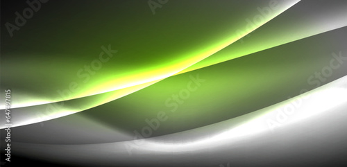 Neon-lit waves surge across background, mesmerizing dance of luminescence and motion. Dynamic backdrop captures essence of energy and modern aesthetics