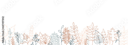 秋の植物ベクターイラスト。秋の紅葉と木の実の背景セット。可愛い落ち葉のベクターイラスト。Autumn plants vector illustration. Autumn leaves and nuts background set. Cute falling leaves vector illustration.