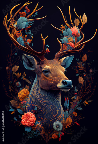 AI generated illustration deer photo