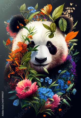 AI generates illustrations of the panda photo