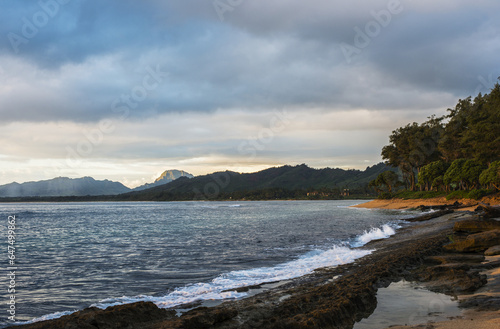Wallpaper Mural Waves Crash Into The Shore; Wailua, Kauai, Hawaii, United States Of America Torontodigital.ca