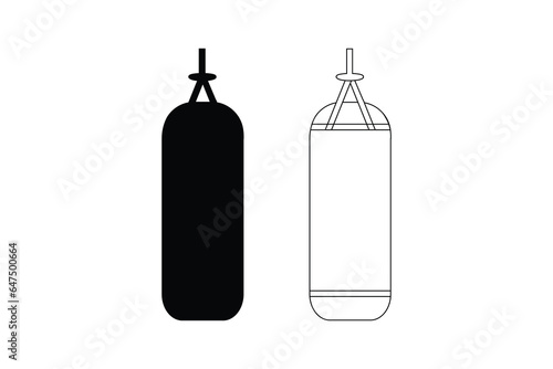 Punching bag outline vector isolated on white background. 