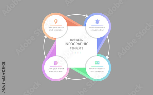 A circular pattern of business infographics to illustrate the steps and circulatory system templates