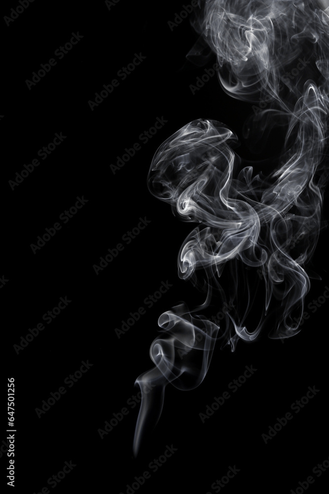 Abstract white smoke swirls on black background. Abstract white smoke swirls on black background.