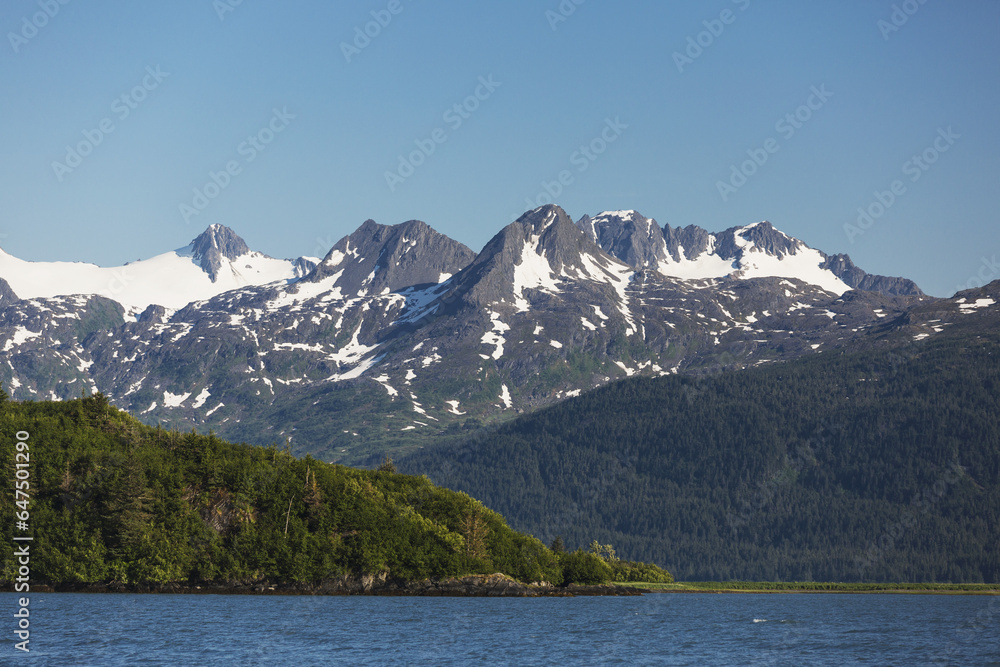 View Of Shoup Bay State Marine Park With Chugach Mountains, Prince William Sound; Valdez, Alaska, United States Of America View Of Shoup Bay State Marine Park With Chugach Mountains, Prince William Sound; Valdez, Alaska, United States Of America