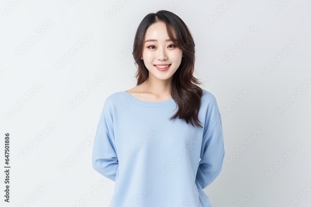 Portrait of an Asian woman with white wall background. Portrait of an Asian woman with white wall background.