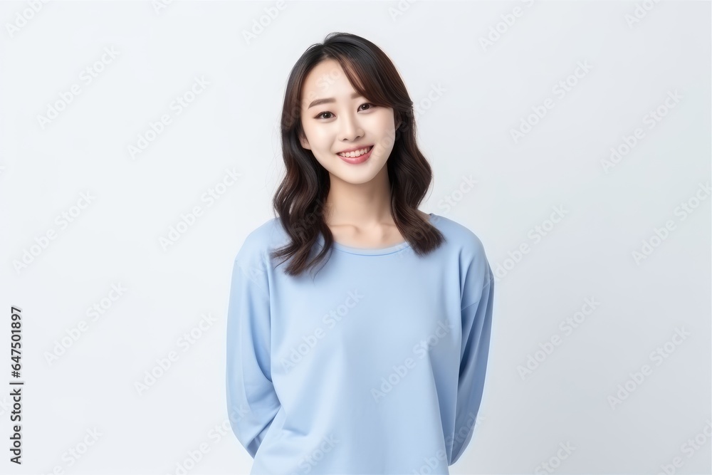 Portrait of an Asian woman with white wall background. Portrait of an Asian woman with white wall background.