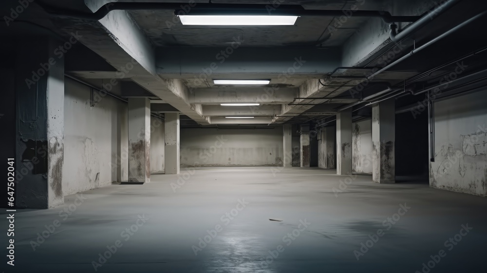 Empty basement, Underground Parking lot.