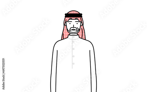 正面を向いた笑顔のイスラムのシニア男性