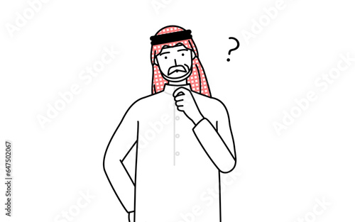 疑問を持って首をかしげるイスラムのシニア男性