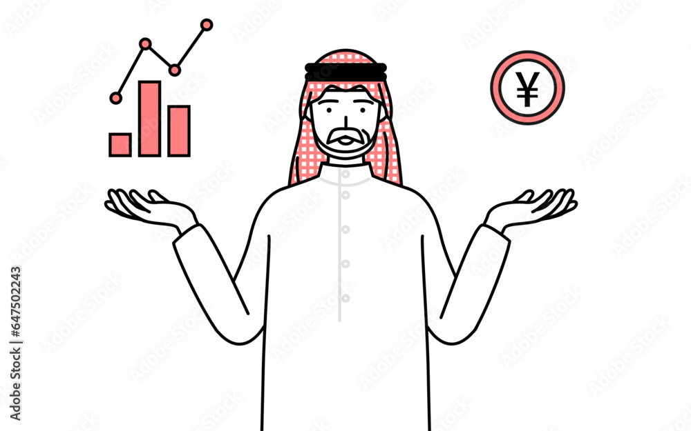 DXのイメージ、業績と売上の向上を案内するイスラムのシニア男性
