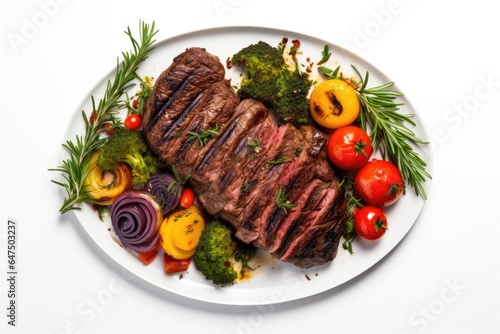 grilled steak with vegetables