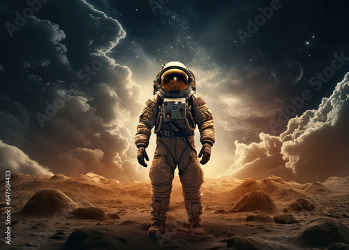 A man in a space suit standing in front of a planet © ZOORY