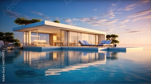 Modern luxury summer villa with swimming pool. © visoot