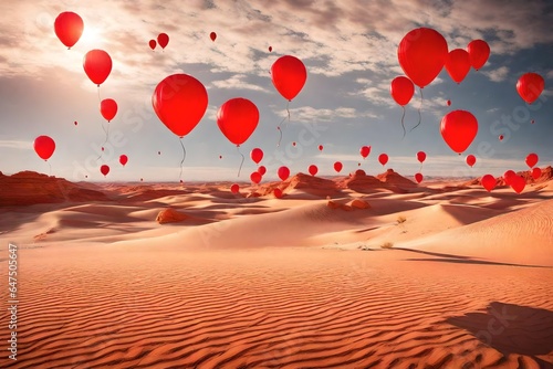 red balloons in the sky