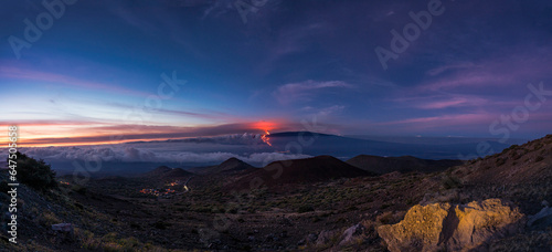 Stunning view of the 2022 eruption and lava flow of Mauna Loa Volcano, Big Island of Hawaii, USA photo