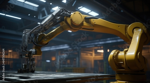 Robotic arm at industrial factory, Industrial and manufacturing concept.