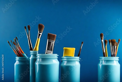 brushes on blue