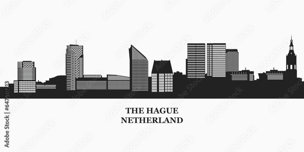 The Hague Netherland City Skyline Silhouette