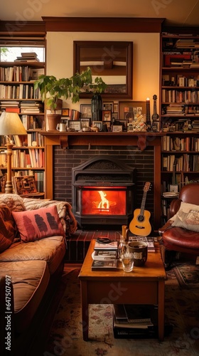 Embracing Serenity: A Warm Cozy Living Room Retreat. Generative AI 8