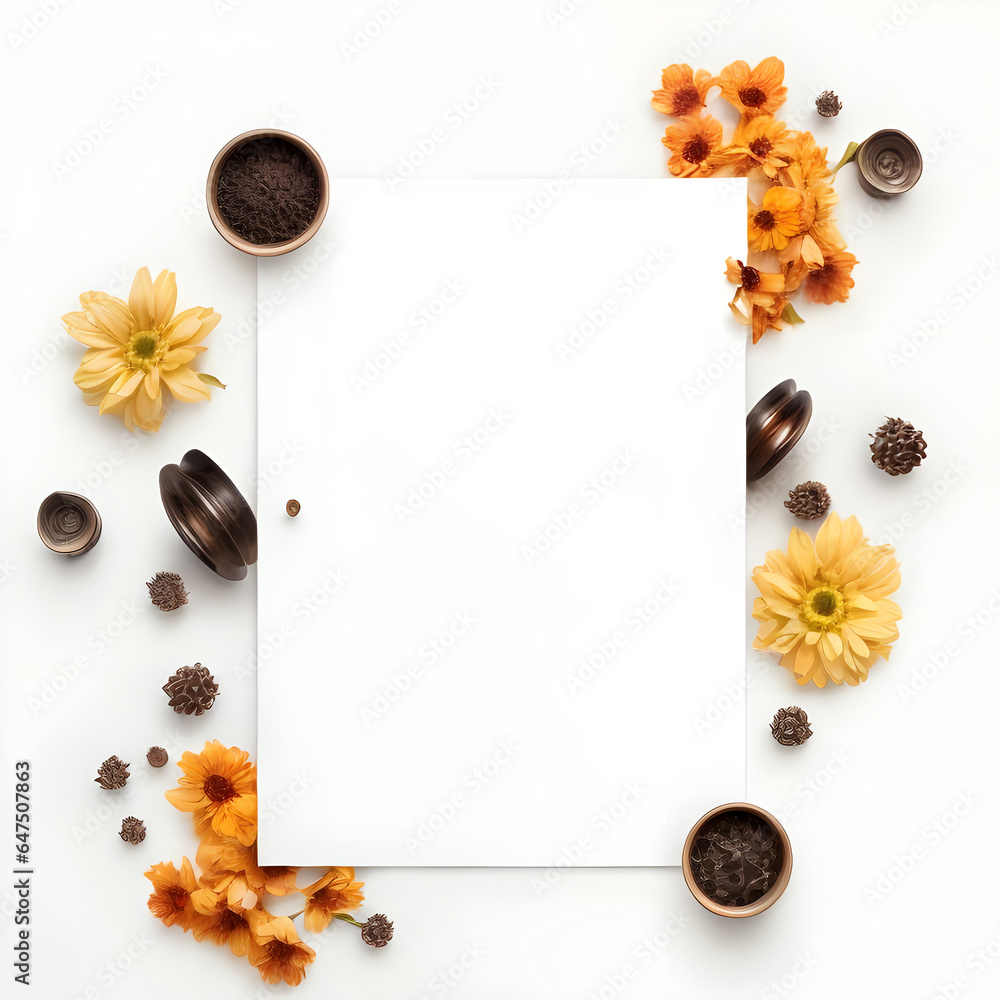 top view autumn flower with copy space ai generated top view autumn flower with copy space ai generated