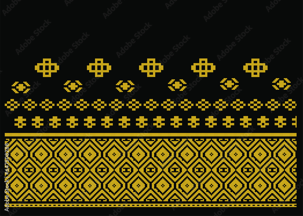 Black gold malay songket. Traditional Classic Malay handwoven black