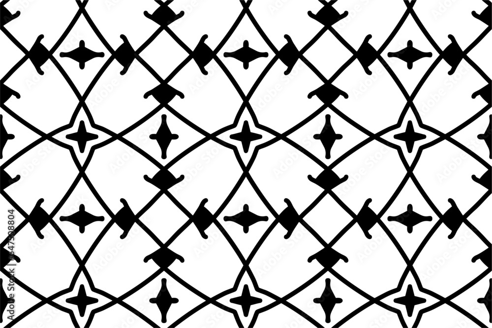 Naklejka premium Handwritten black white line abstract wall pattern seamless background