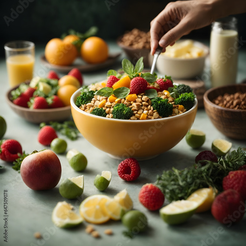 Healthy_food_lifestyle_background. Generated by Ai