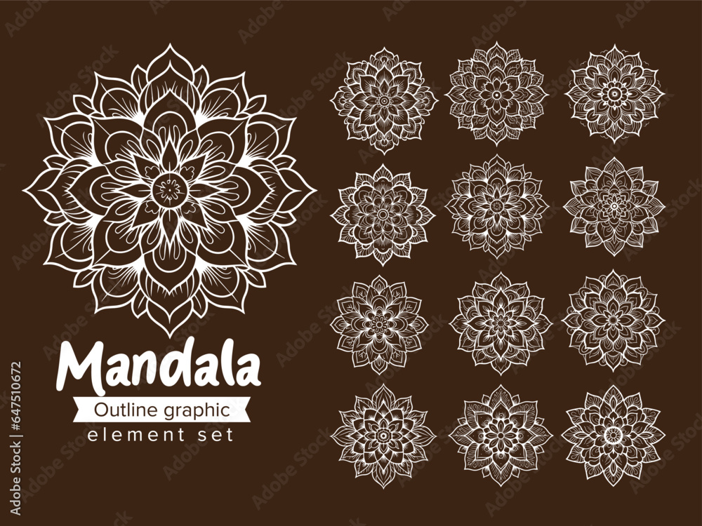 Mandala geometric outline doodle sketch vector set collection Mandala geometric outline doodle sketch vector set collection