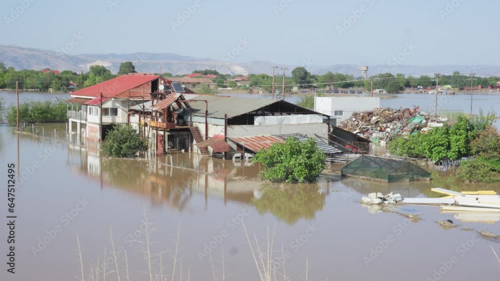 Floods Aftermath House submerged in water Greece Thessaly September 2023 Floods Aftermath House submerged in water Greece Thessaly September 2023